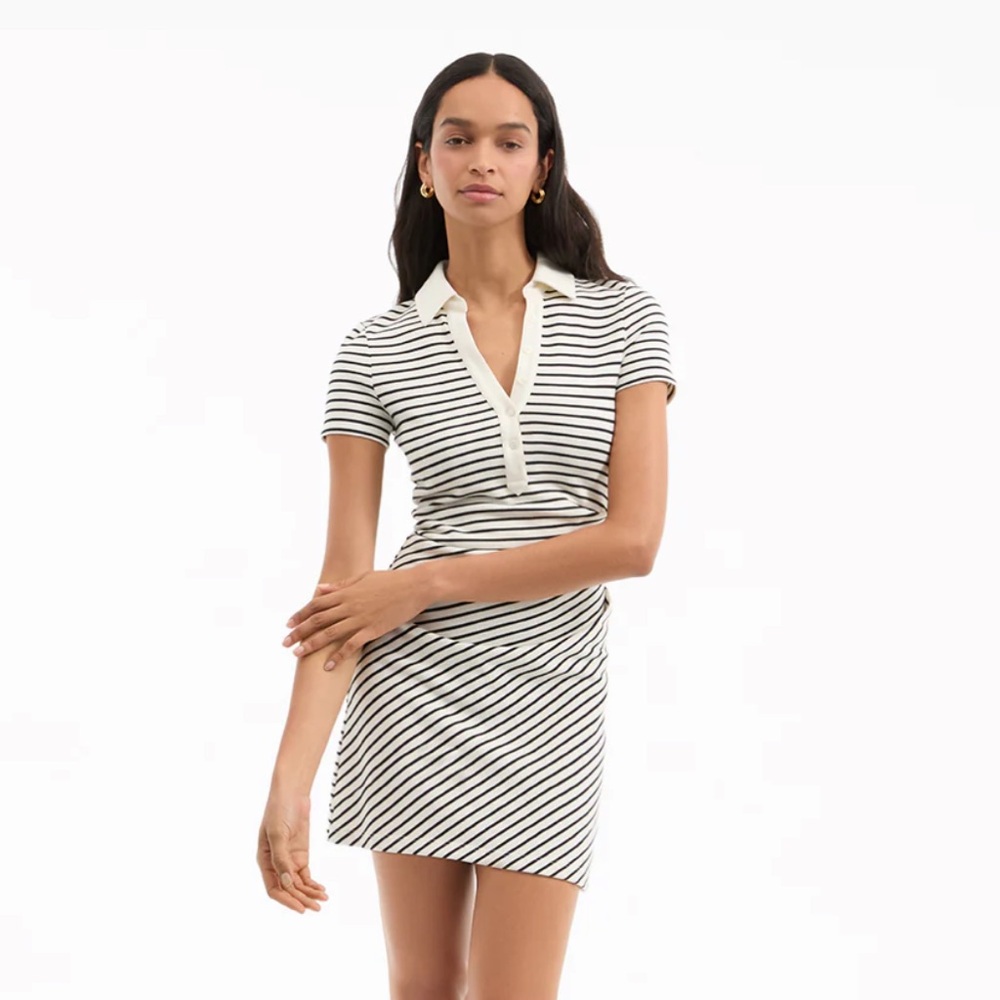 Veronica Beard Black and White Striped Polo Mini Dress - Picture 3 of 9